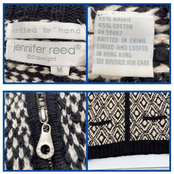 Jennifer Reed Copyright Knitted by Hand Heavy Women's Rare Find Sweater Size Med - Picture 7 of 7